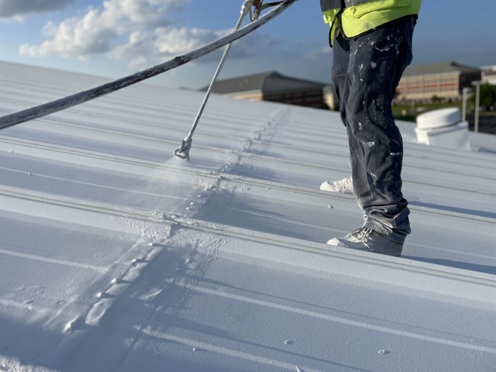 Louisiana Silicone Roof covering with acrylic spray