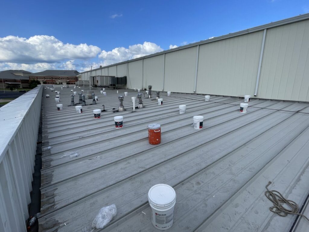 Louisiana Silicone Roof covering with acrylic spray