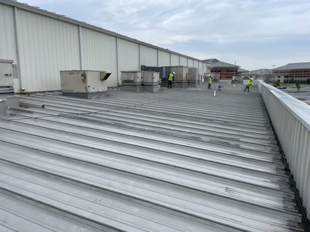 Louisiana Silicone Roof covering with acrylic spray