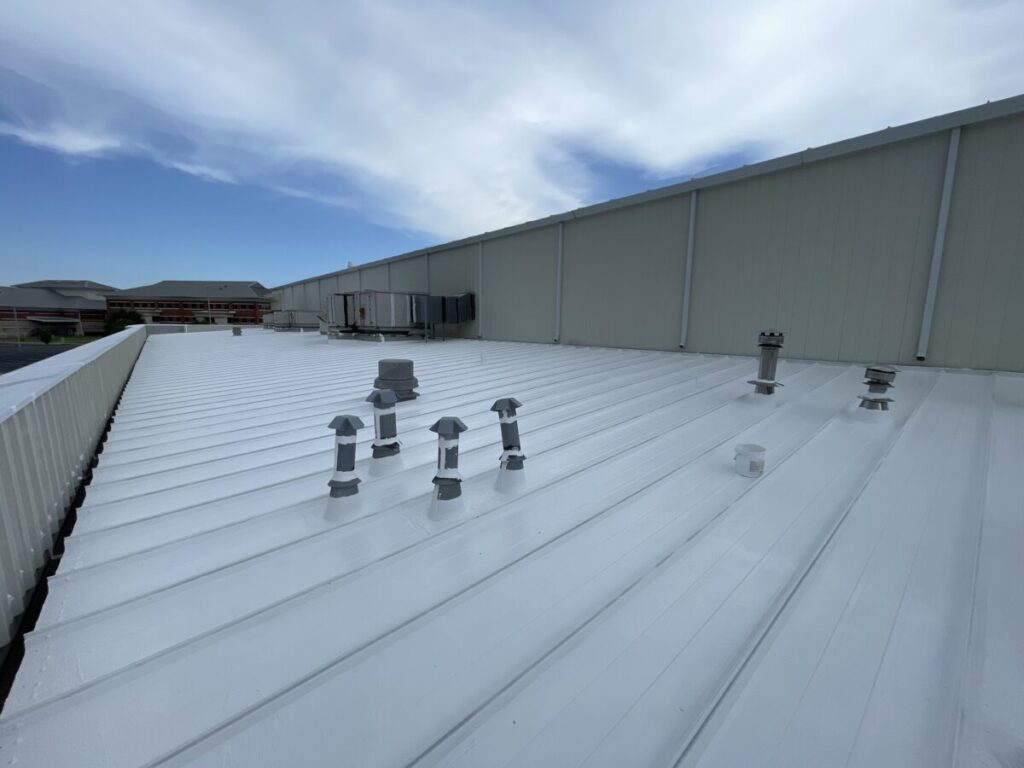 Louisiana Silicone Roof covering with acrylic spray
