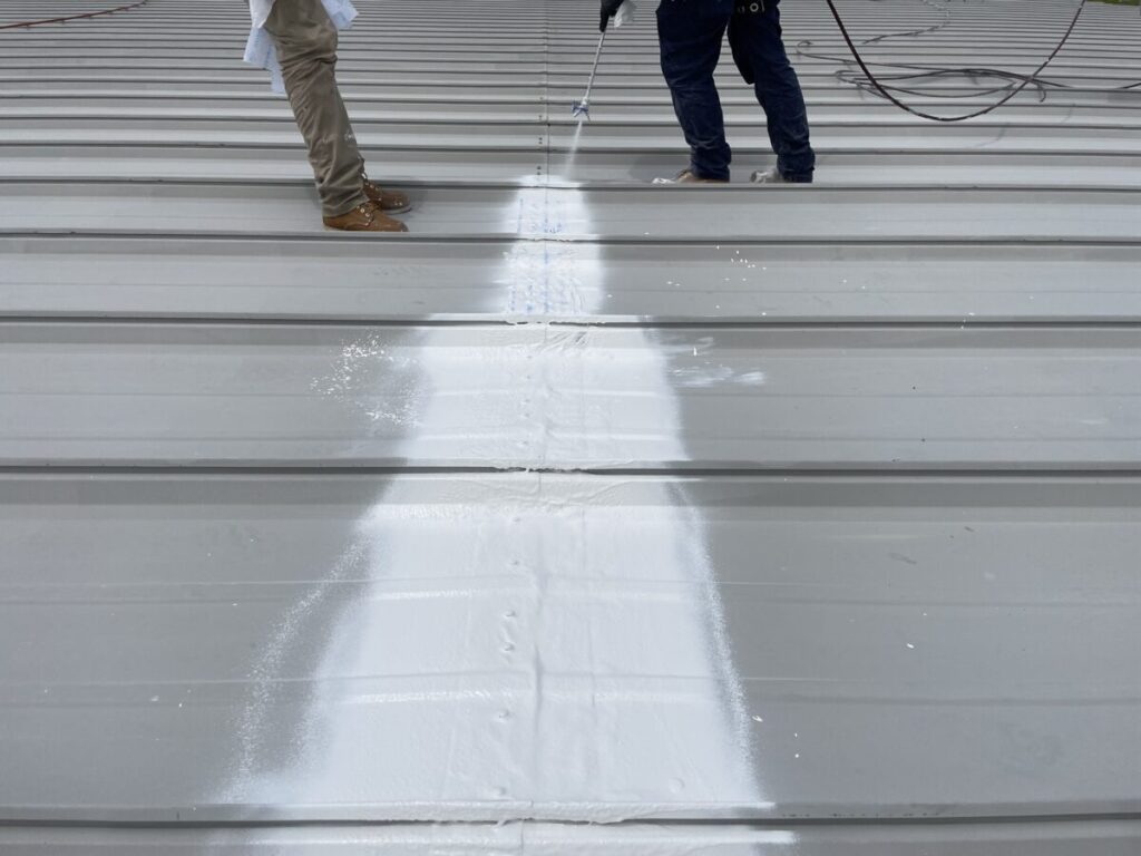 Louisiana Silicone Roof covering with acrylic spray