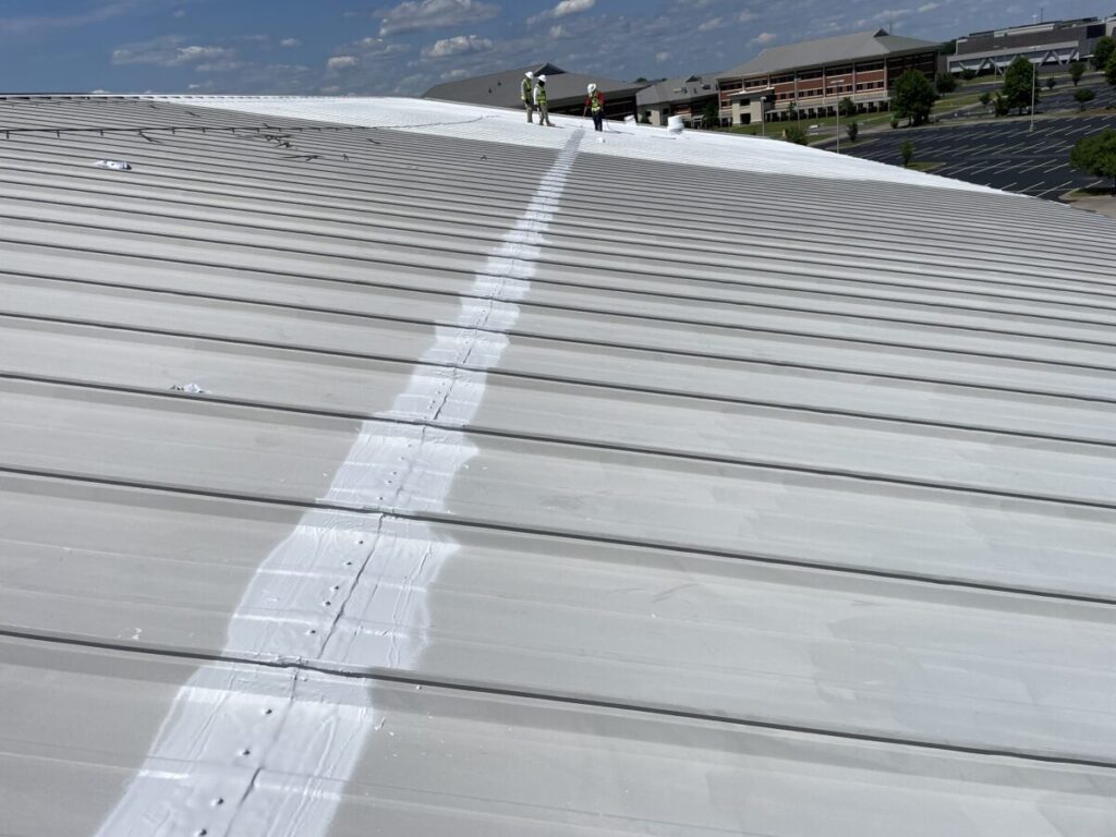 Louisiana Silicone Roof covering with acrylic spray