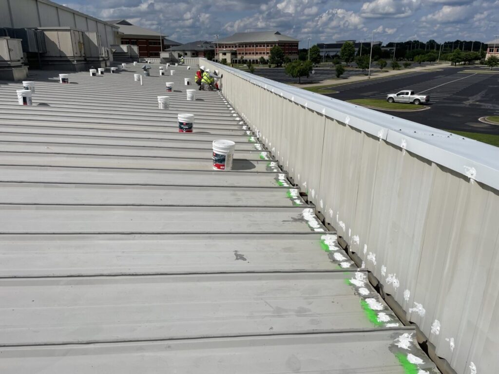 Louisiana Silicone Roof covering with acrylic spray