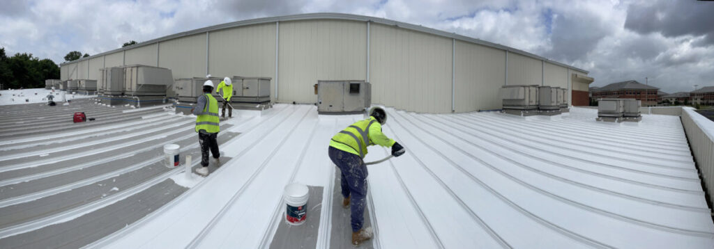 Louisiana Silicone Roof covering with acrylic spray