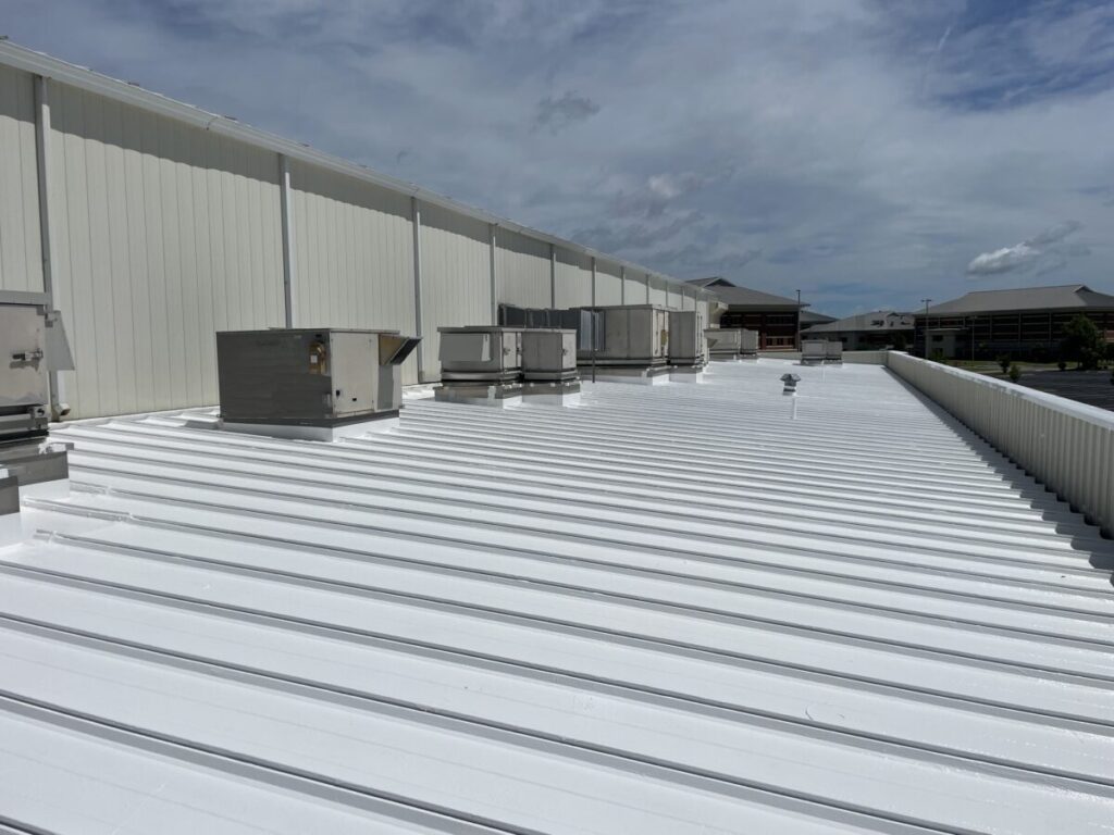 Louisiana Silicone Roof covering with acrylic spray