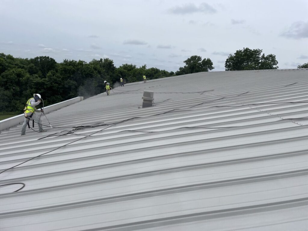 Louisiana Silicone Roof covering with acrylic spray