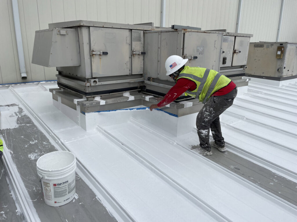Louisiana Silicone Roof covering with acrylic spray