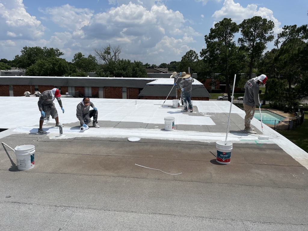 Silicone coating application across the 12-building apartment complex near UTA, Arlington, Texas