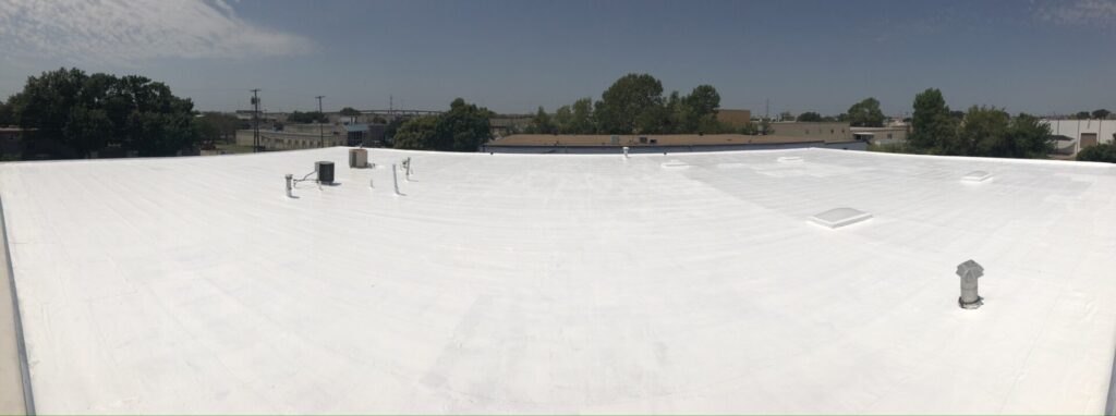 Completed 10,500 sq ft silicone roof coating, installed 2020 and still in service, Dallas, TX