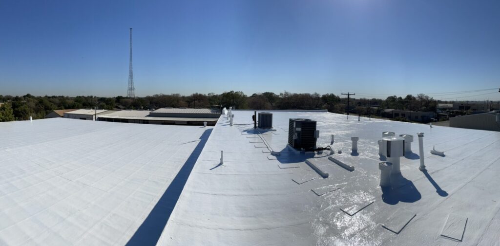 3-coursed perimeter drip edge on the commercial flat roof at 2840 Bryan Ave., Fort Worth, TX
