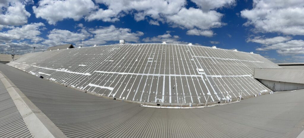 Industrial roof restoration at the ThyssenKrupp Airport Systems facility, North Fort Worth, TX