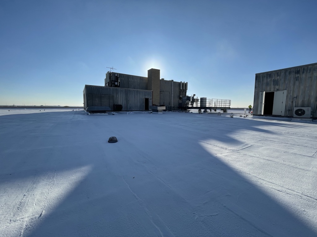 Completed 50,000 sq ft silicone roof coating near US-62 and US-84 in the heart of Lubbock, TX