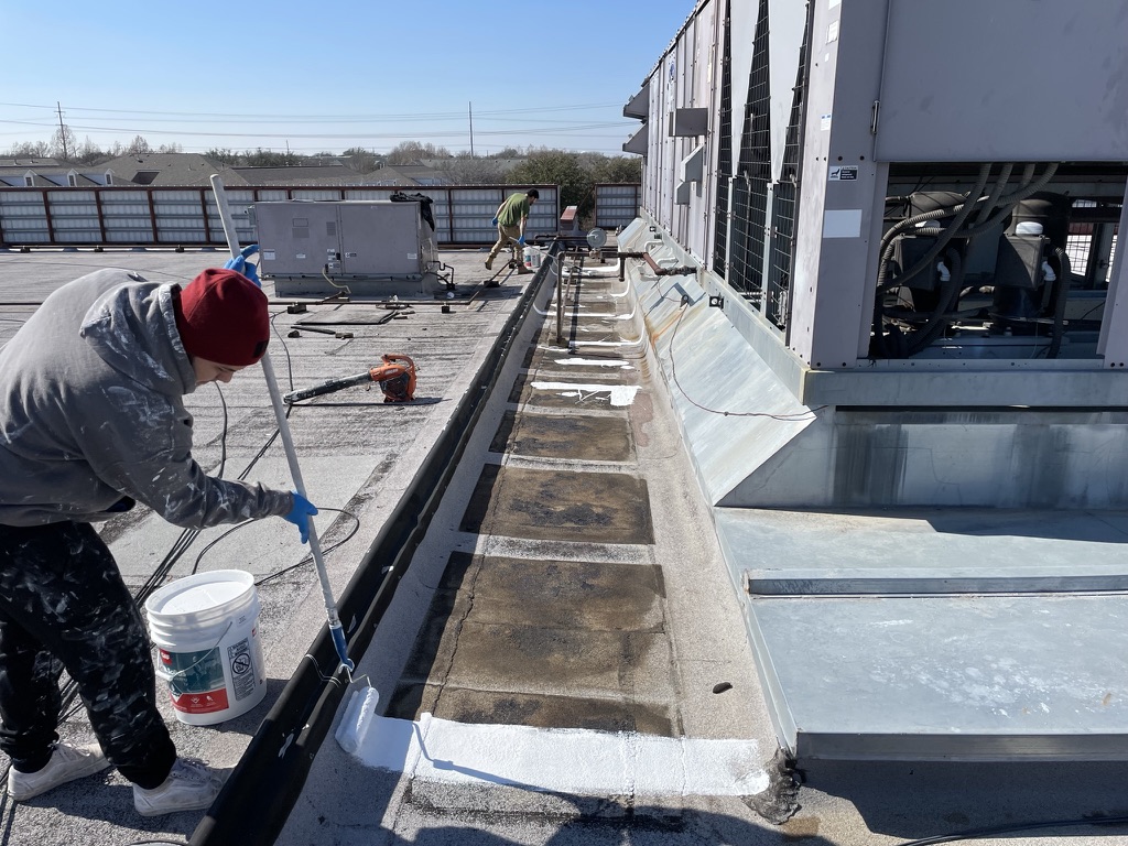 3-course application over the failing expansion joint on the Mod-Bit roofing system, Plano, TX