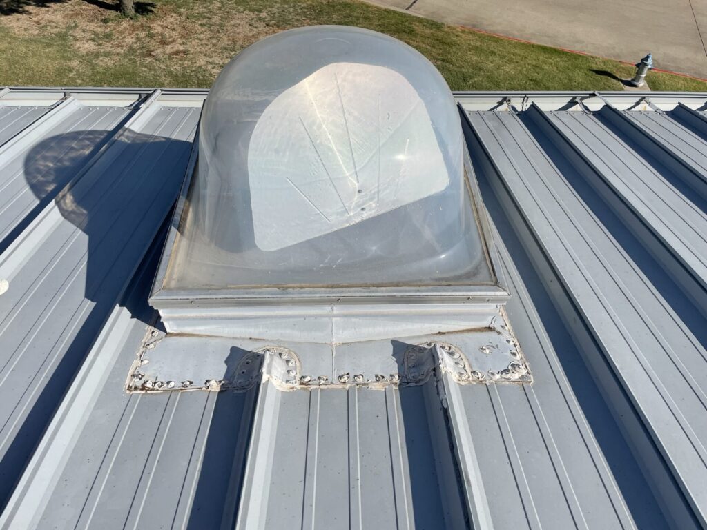 Trapezoidal standing seam metal roof with skylights at the PepsiCo Frito-Lay headquarters, Plano, TX