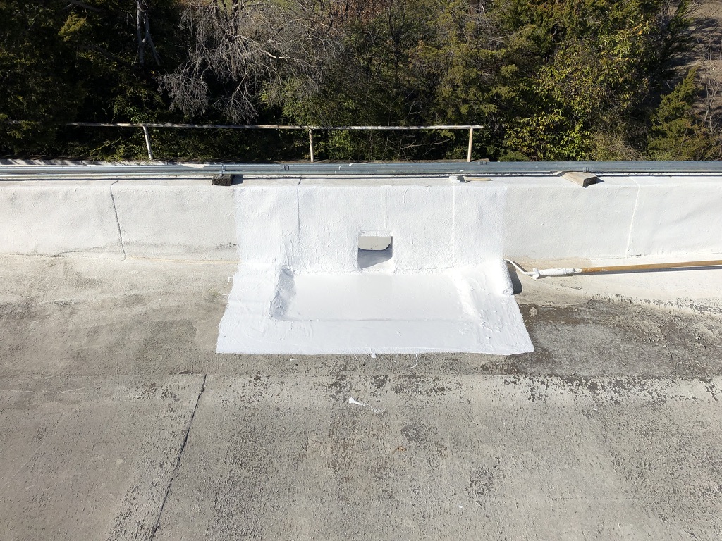 Completed silicone roof repair at Victory Kids Christian Academy in South Dallas, Texas