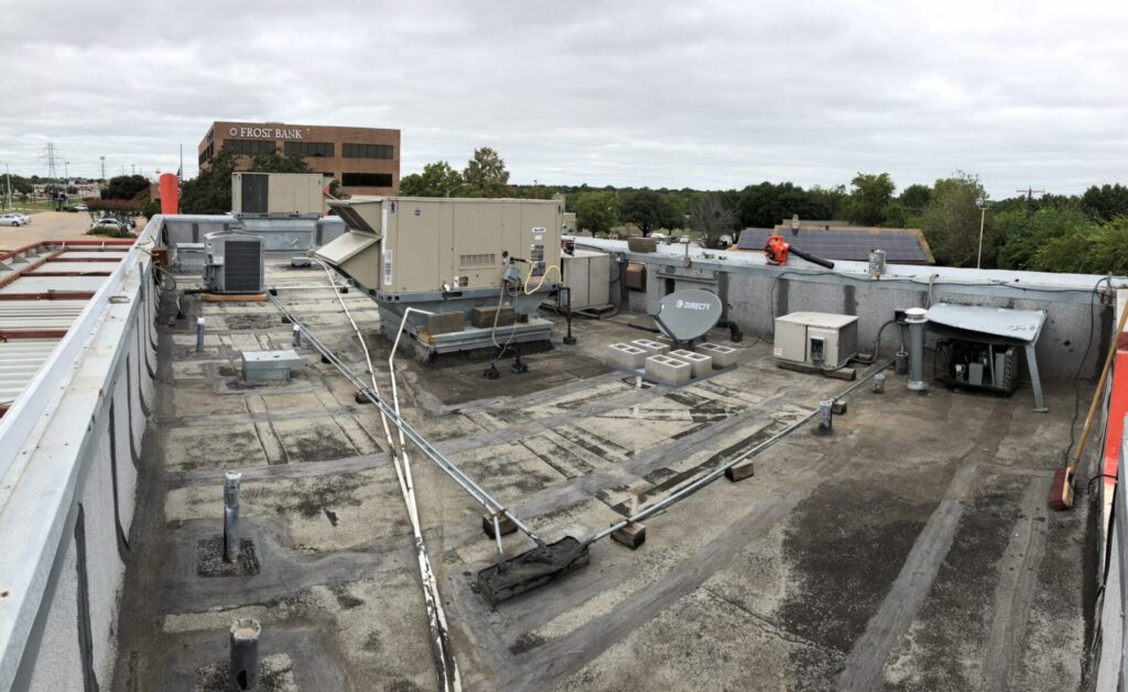 Modified Bitumen roof at the end of its useful life at 2920 Altamesa Blvd, Fort Worth, TX