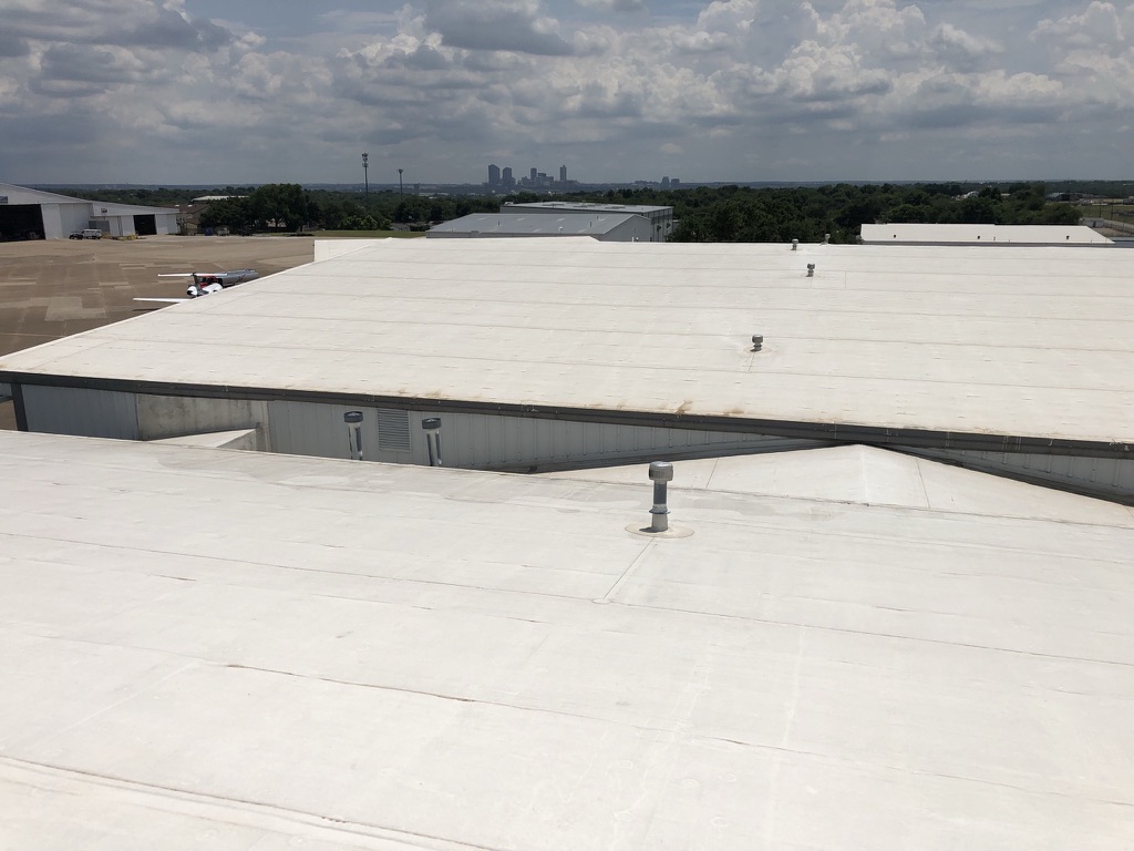 TPO roofing system at 400 Gulfstream Rd, Meacham International Airport, Fort Worth, TX