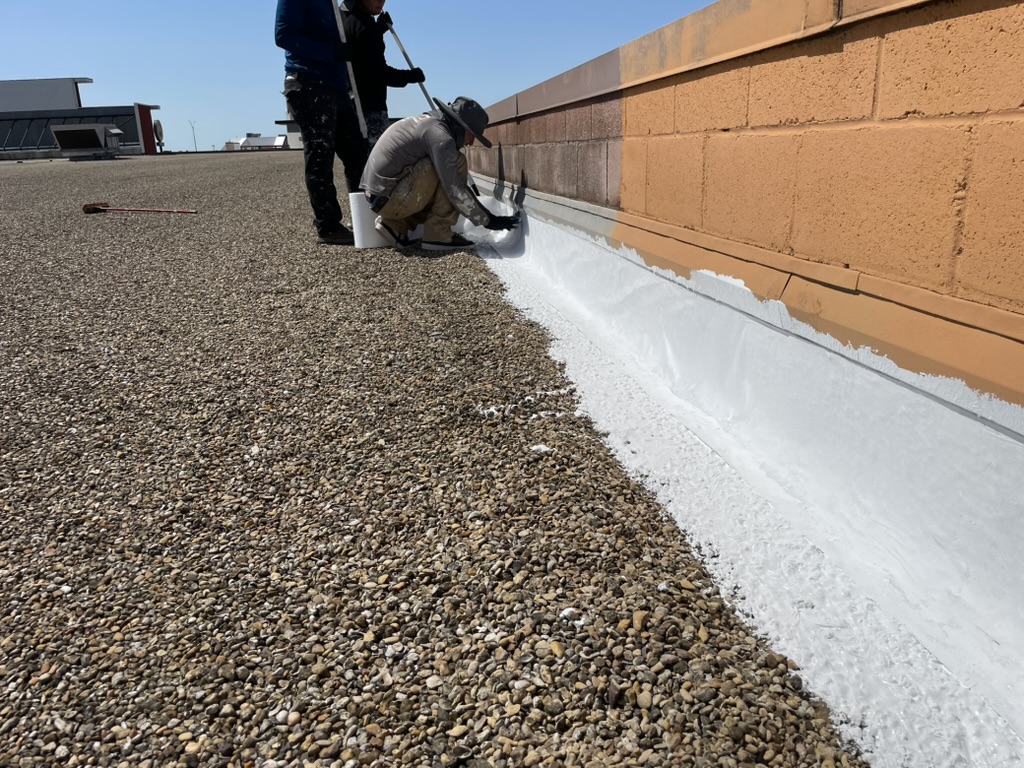 Built-up tar and gravel roof at the Storage Sense facility, 2300 Imperial Dr, Irving, TX