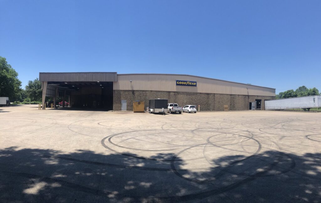 60,000 sq ft metal roof at the GoodYear Tire retread facility before coating, 7510 Fluid Dr, Little Rock, Arkansas