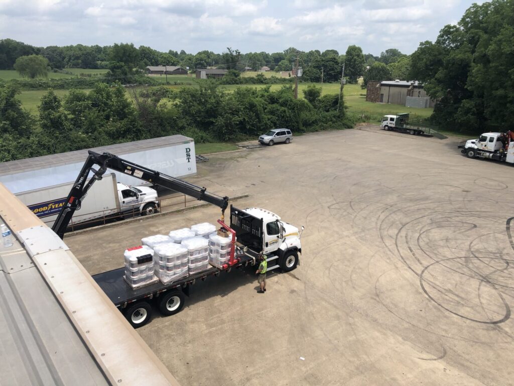 3-course application at the horizontal seams of the GoodYear retread facility roof, Little Rock, Arkansas