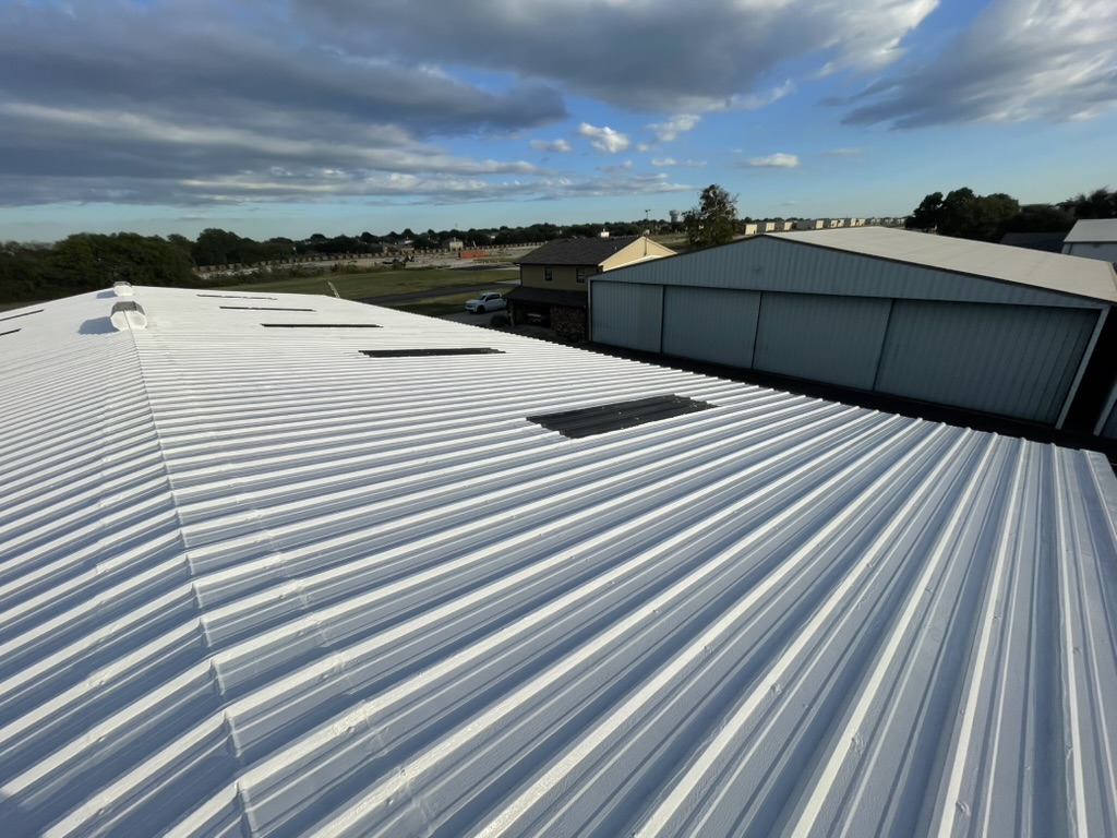 Coated metal roof panels and skylight details after the McKinney restoration
